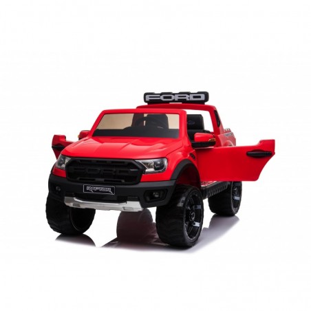Auto Elettrica per Bambini 2 posti Ford Ranger Raptor Rossa 12 Volt Ruote in Gomma Sedile in Pelle porte apribili e telecomando