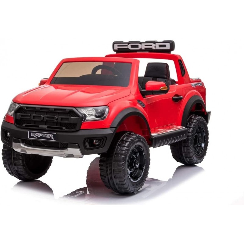 Auto Elettrica per Bambini 2 posti Ford Ranger Raptor Rossa 12 Volt Ruote in Gomma Sedile in Pelle porte apribili e telecomando