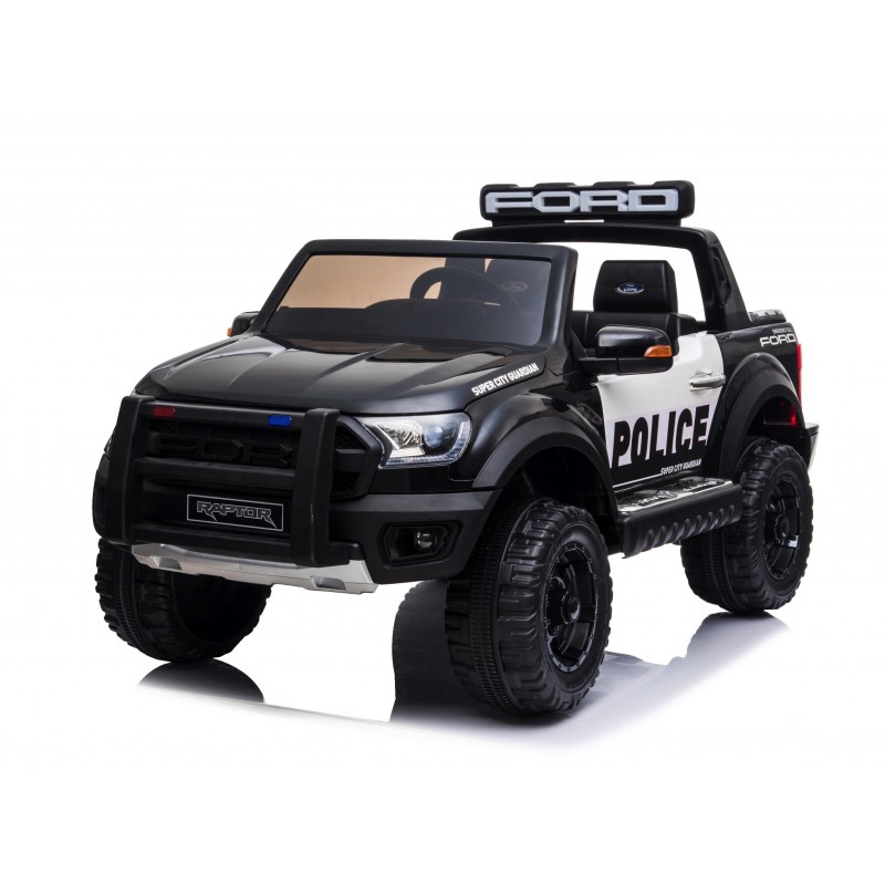 Auto Elettrica per Bambini 2 posti Ford Ranger Raptor Police 12 Volt Ruote in Gomma Sedile in Pelle porte apribili e telecomando