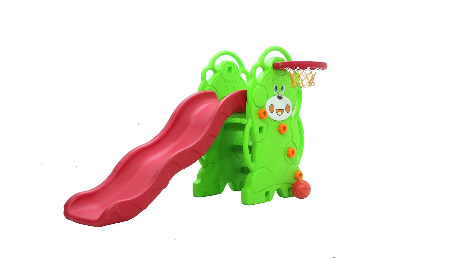 Scivolo Per bambini Esterni Interno Giardino Con Basket Multifunzione H110 X L170 X L85 Orsetti Alta Resistenza Eco-Friendly 