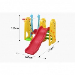 SCIVOLO PER BAMBINI CON ALTALENA GIARDINO ESTERNI INTERNO MULTIFUNZIONE CON CANESTRO H123 X L170 X L160 GIRAFFA