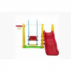 SCIVOLO PER BAMBINI CON ALTALENA GIARDINO ESTERNI INTERNO MULTIFUNZIONE CON CANESTRO H123 X L170 X L160 GIRAFFA