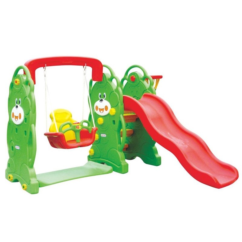 Scivolo per Bambini con Altalena Giardino Esterni Interno Multifunzione con canestro H87 x L169 x L112