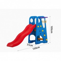 Scivolo per Bambini Giardino Esterni Interno BlueFun Multifunzione con canestro uscita Soft H105 x L159 x L77 