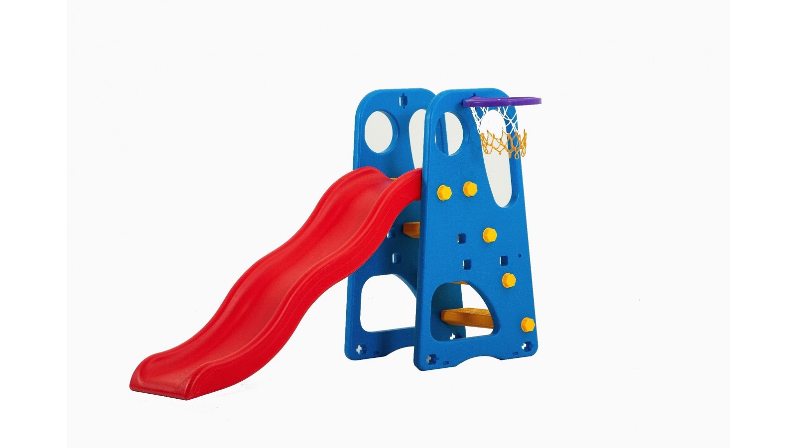 Scivolo per Bambini Giardino Esterni Interno BlueFun Multifunzione con canestro uscita Soft H105 x L159 x L77 