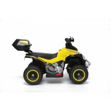 Quad Elettrico Per Bambini Racer Giallo con luci suoni Mp3 bauletto marcia avanti indietro e accellelratore