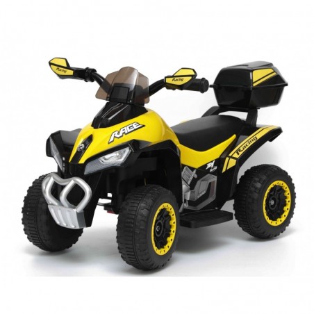 Quad Elettrico Per Bambini Racer Giallo con luci suoni Mp3 bauletto marcia avanti indietro e accellelratore