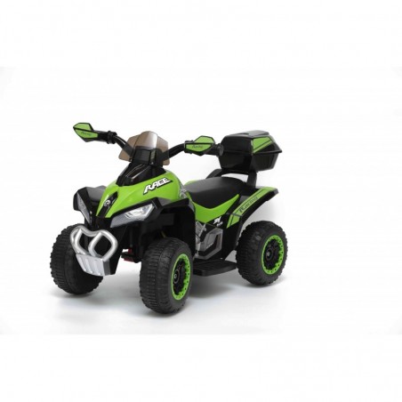 Quad Elettrico Per Bambini Racer verde con luci suoni Mp3 bauletto marcia avanti indietro e accellelratore
