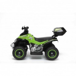 Quad Elettrico Per Bambini Racer verde con luci suoni Mp3 bauletto marcia avanti indietro e accellelratore