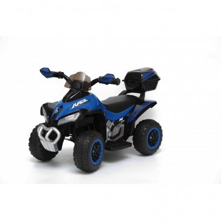 Quad Elettrico Per Bambini Racer Blue con luci suoni Mp3 bauletto marcia avanti indietro e accellelratore