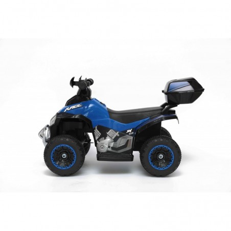 Quad Elettrico Per Bambini Racer Blue con luci suoni Mp3 bauletto marcia avanti indietro e accellelratore