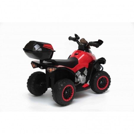 Quad Elettrico Per Bambini Racer Rosso con luci suoni Mp3  bauletto marcia avanti indietro e accellelratore