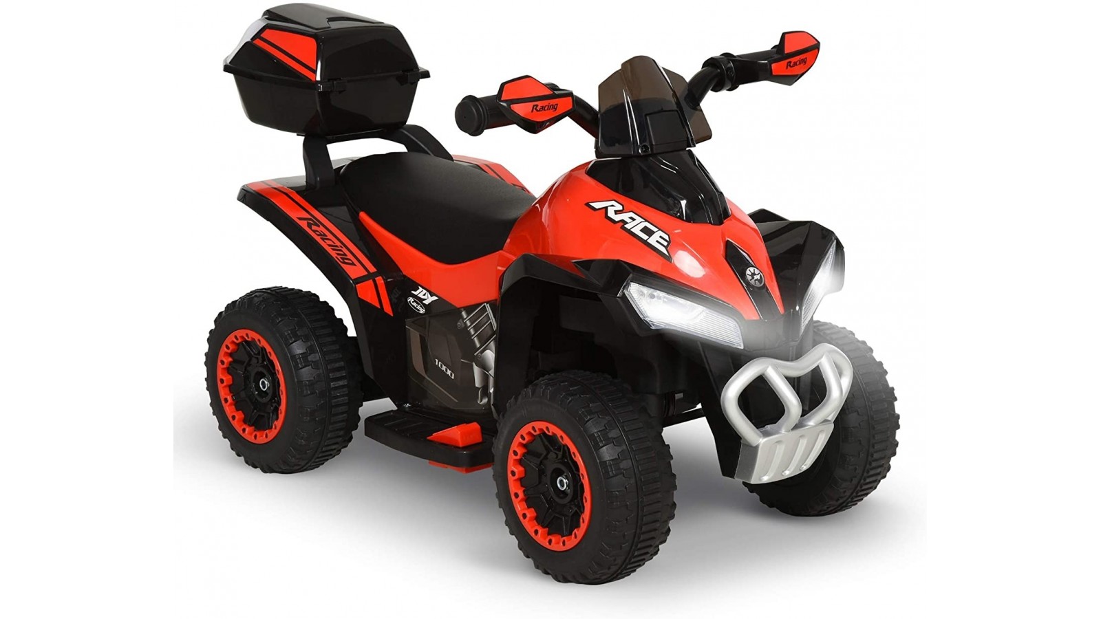 Quad Elettrico Per Bambini Racer Rosso con luci suoni Mp3  bauletto marcia avanti indietro e accellelratore