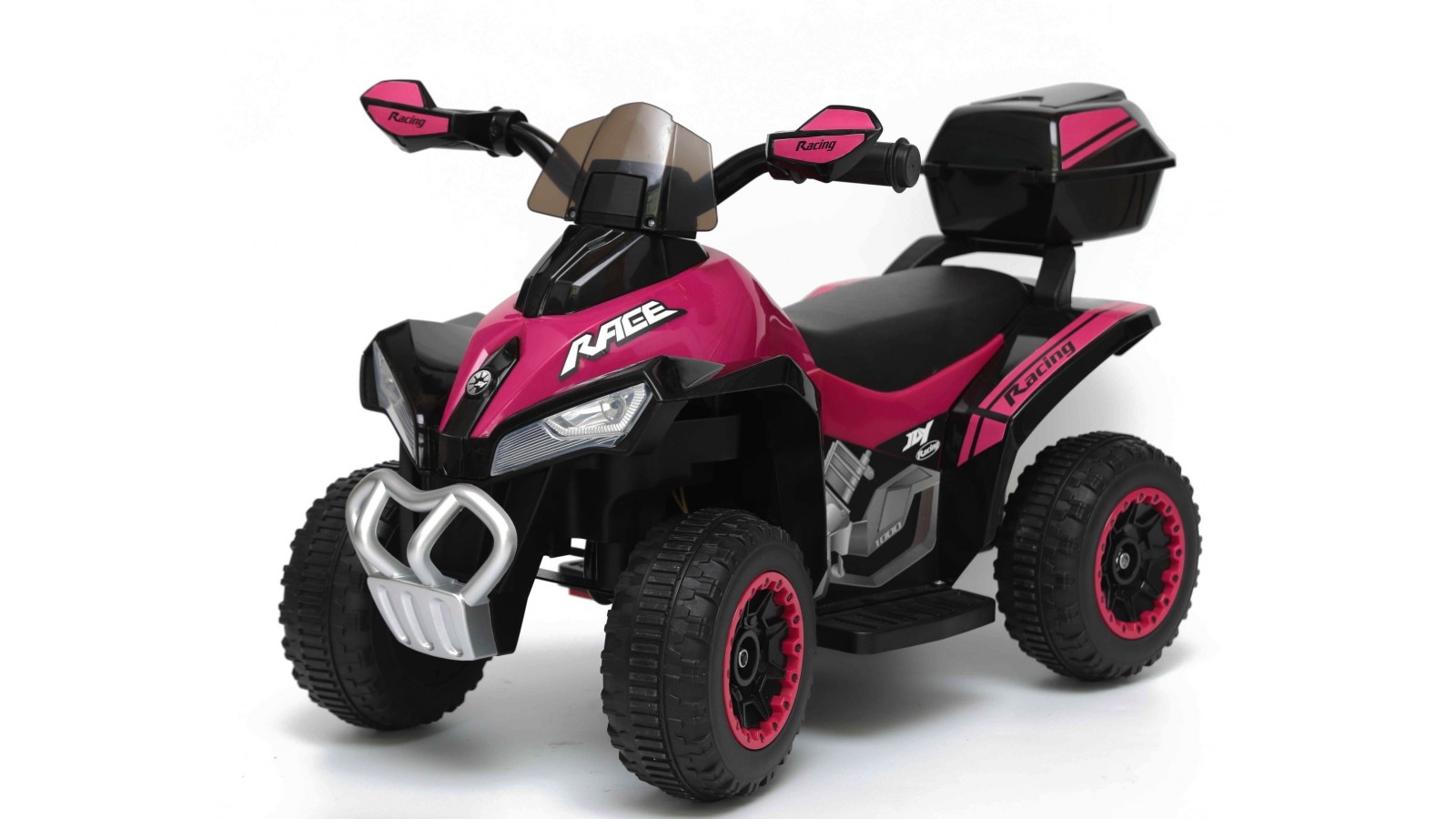 Quad Elettrico Per Bambini Racer  Rosa con luci suoni Mp3  bauletto marcia avanti indietro e accellelratore