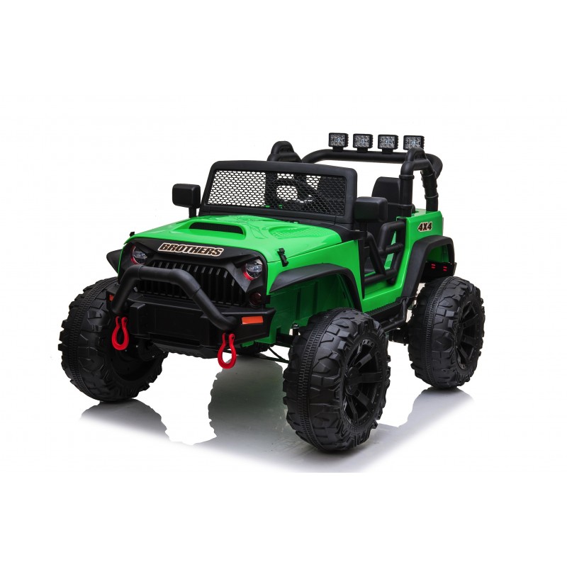 Auto Macchina Elettrica Fuoristrada Big Adventure 24V Verde per Bambini 2 Posti Full Optional sedile in pelle telecomando porte 