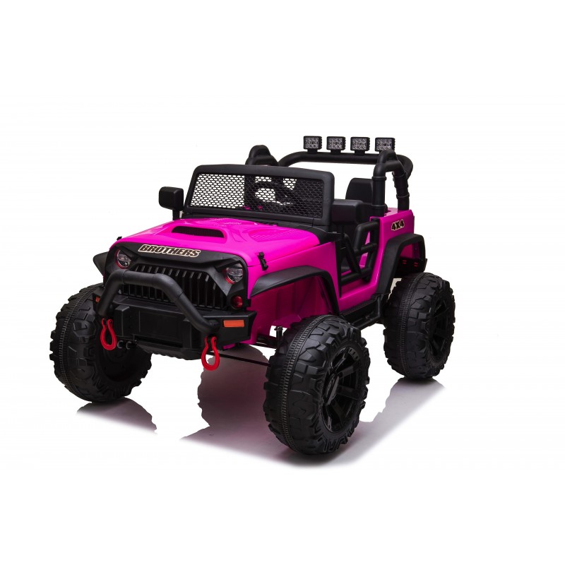 Auto Macchina Elettrica Fuoristrada Big Adventure 24V Rosa per Bambini 2 Posti Full Optional sedile in pelle telecomando porte a