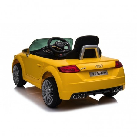Auto Macchina Elettrica per Bambini 12V Audi TT S RoadSter Sedile Pelle con Telecomando Gialla