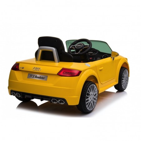 Auto Macchina Elettrica per Bambini 12V Audi TT S RoadSter Sedile Pelle con Telecomando Gialla