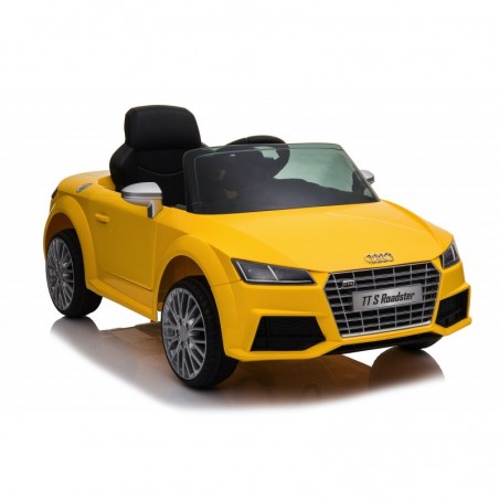 Auto Macchina Elettrica per Bambini 12V Audi TT S RoadSter Sedile Pelle con Telecomando Gialla