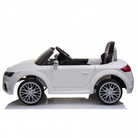 Auto Macchina Elettrica per Bambini 12V Audi TT S RoadSter Sedile Pelle con Telecomando Bianca