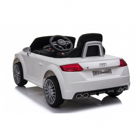 Auto Macchina Elettrica per Bambini 12V Audi TT S RoadSter Sedile Pelle con Telecomando Bianca