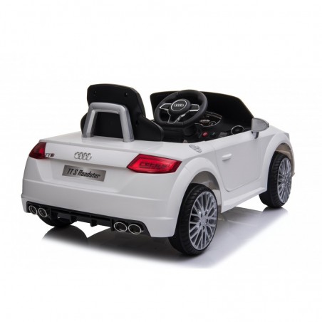 Auto Macchina Elettrica per Bambini 12V Audi TT S RoadSter Sedile Pelle con Telecomando Bianca