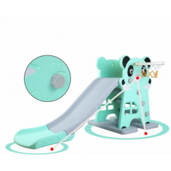 Scivolo per Bambini Giardino Esterno Interno Panda Multifunzione con canestro uscita Soft H79 x L152 x L73