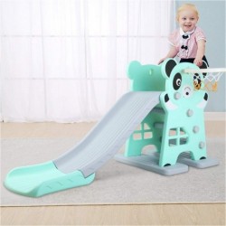 Scivolo per Bambini Giardino Esterno Interno Panda Multifunzione con canestro uscita Soft H79 x L152 x L73