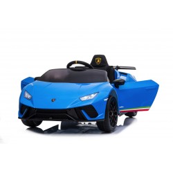 Auto Macchina Elettrica per Bambini 12V Lamborghini Huracán Blue con Telecomando Porte apribili Led e suoni Mp3