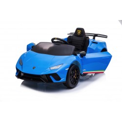 Auto Macchina Elettrica per Bambini 12V Lamborghini Huracán Blue con Telecomando Porte apribili Led e suoni Mp3