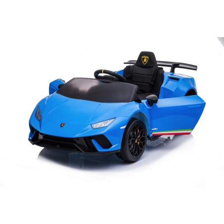 Auto Macchina Elettrica per Bambini 12V Lamborghini Huracán Blue con Telecomando Porte apribili Led e suoni Mp3