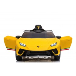 Auto Macchina Elettrica per Bambini 12V Lamborghini Huracán Gialla con Telecomando Porte apribili Led e suoni Mp3