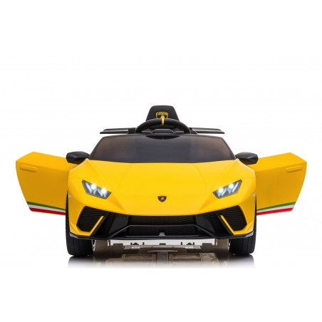 Auto Macchina Elettrica per Bambini 12V Lamborghini Huracán Gialla con Telecomando Porte apribili Led e suoni Mp3