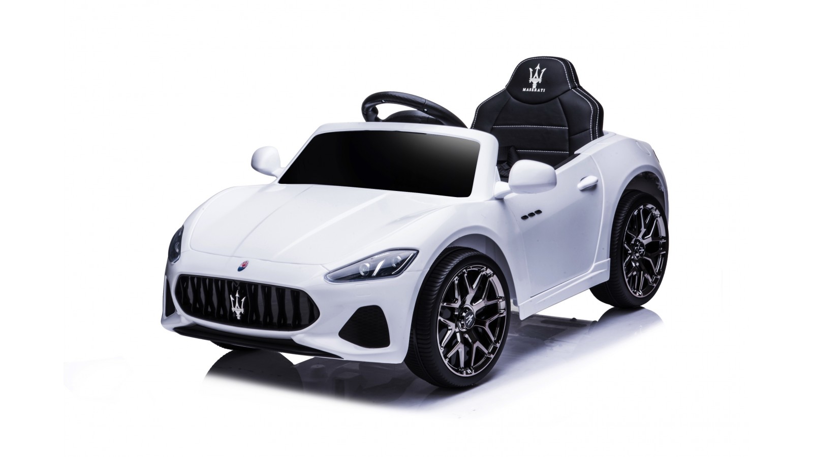 Auto Macchina Elettrica per Bambini 12V Maserati GranCabrio Bianca con sedile in pelle Telecomando Porte apribili Led suoni Mp3