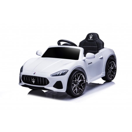 Auto Macchina Elettrica per Bambini 12V Maserati GranCabrio Bianca con sedile in pelle Telecomando Porte apribili Led suoni Mp3