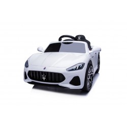 Auto Macchina Elettrica per Bambini 12V Maserati GranCabrio Bianca con sedile in pelle Telecomando Porte apribili Led suoni Mp3