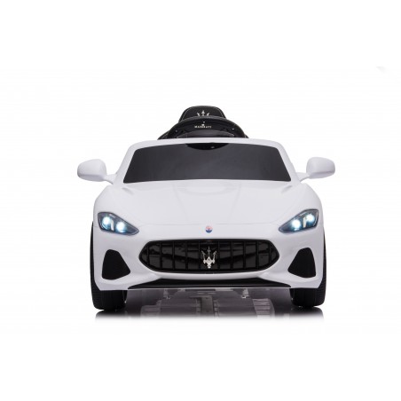 Auto Macchina Elettrica per Bambini 12V Maserati GranCabrio Bianca con sedile in pelle Telecomando Porte apribili Led suoni Mp3