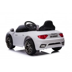 Auto Macchina Elettrica per Bambini 12V Maserati GranCabrio Bianca con sedile in pelle Telecomando Porte apribili Led suoni Mp3