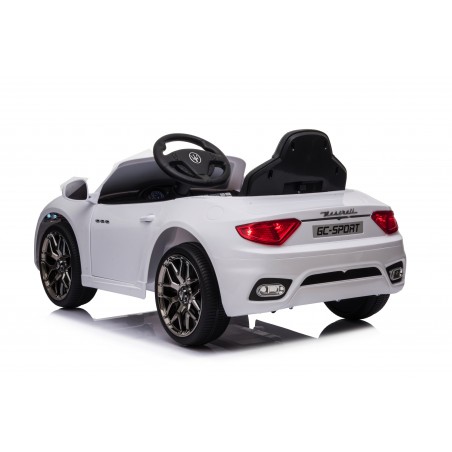 Auto Macchina Elettrica per Bambini 12V Maserati GranCabrio Bianca con sedile in pelle Telecomando Porte apribili Led suoni Mp3