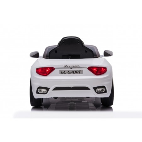 Auto Macchina Elettrica per Bambini 12V Maserati GranCabrio Bianca con sedile in pelle Telecomando Porte apribili Led suoni Mp3