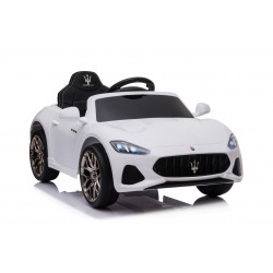 Auto Macchina Elettrica per Bambini 12V Maserati GranCabrio Bianca con sedile in pelle Telecomando Porte apribili Led suoni Mp3