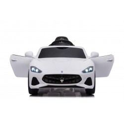 Auto Macchina Elettrica per Bambini 12V Maserati GranCabrio Bianca con sedile in pelle Telecomando Porte apribili Led suoni Mp3