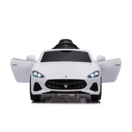 Auto Macchina Elettrica per Bambini 12V Maserati GranCabrio Bianca con sedile in pelle Telecomando Porte apribili Led suoni Mp3