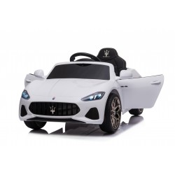 Auto Macchina Elettrica per Bambini 12V Maserati GranCabrio Bianca con sedile in pelle Telecomando Porte apribili Led suoni Mp3