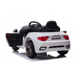 Auto Macchina Elettrica per Bambini 12V Maserati GranCabrio Bianca con sedile in pelle Telecomando Porte apribili Led suoni Mp3