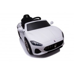 Auto Macchina Elettrica per Bambini 12V Maserati GranCabrio Bianca con sedile in pelle Telecomando Porte apribili Led suoni Mp3