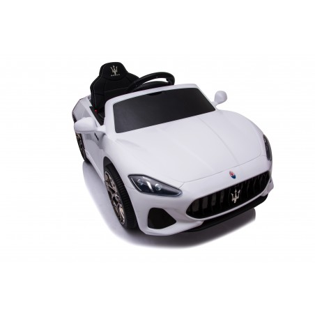 Auto Macchina Elettrica per Bambini 12V Maserati GranCabrio Bianca con sedile in pelle Telecomando Porte apribili Led suoni Mp3