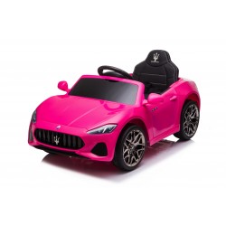 Auto Macchina Elettrica per Bambini 12V Maserati GranCabrio Rosa con sedile in pelle Telecomando Porte apribili Led e suoni Mp3