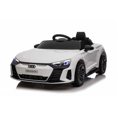 Auto Macchina Elettrica per Bambini 12V Audi RS e-tron GT Sedile Pelle con Telecomando Bianca