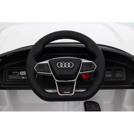 Auto Macchina Elettrica per Bambini 12V Audi RS e-tron GT Sedile Pelle con Telecomando Bianca